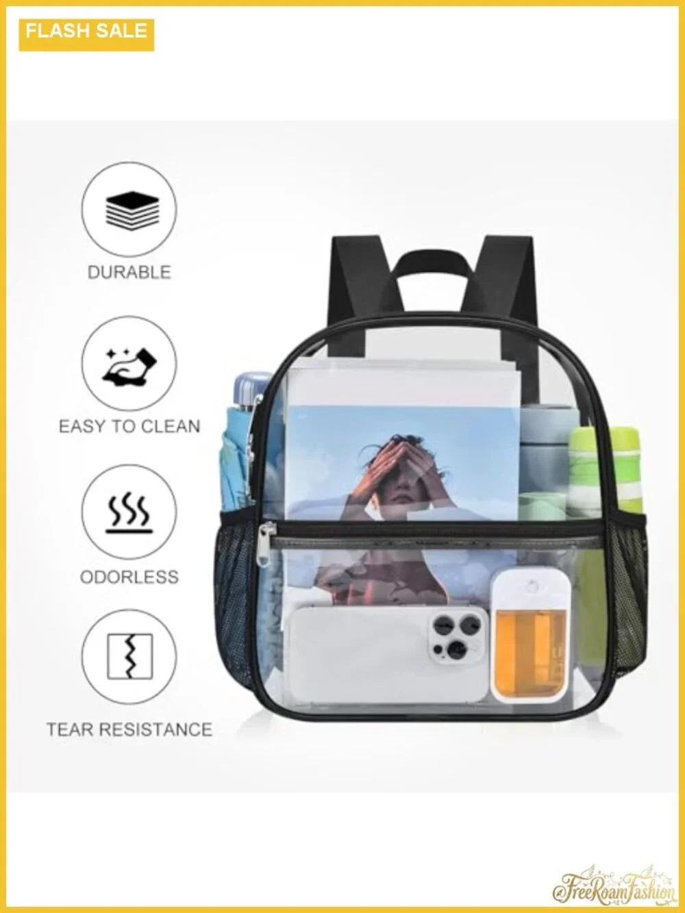 Clear Backpack Stadium Approved 12x11x6 Waterproof PVC
